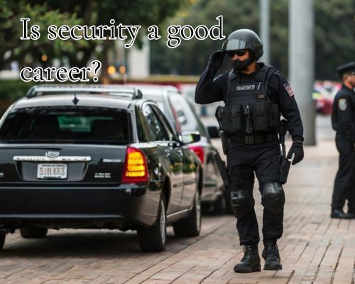 Security officer standing alert.